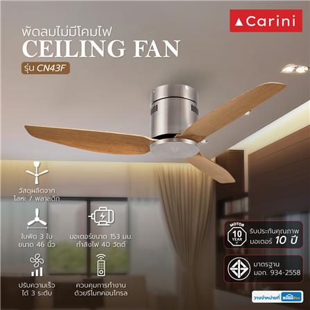 พัดลมไม่มีโคมไฟ CARINI CN-43F 46 นิ้ว สีน้ำตาล/เงิน_3