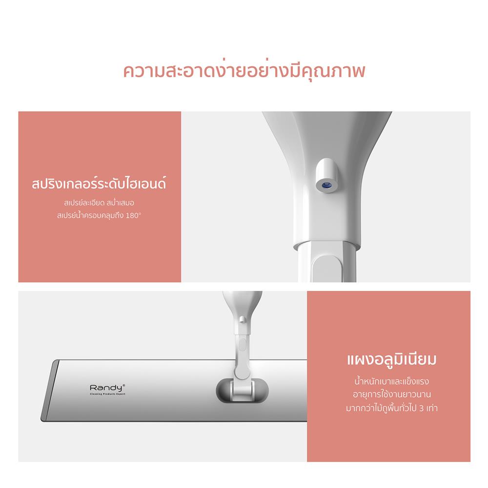 สเปรย์ม็อบทำความสะอาด 2IN1 RANDY M3 19 นิ้ว สีขาว/เทา