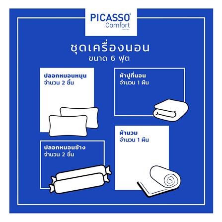 ชุดผ้าปูที่นอน 6 ฟุต 6 ชิ้น PICASSO CLASSIC STYLE สี FIRA DARKGREY_5