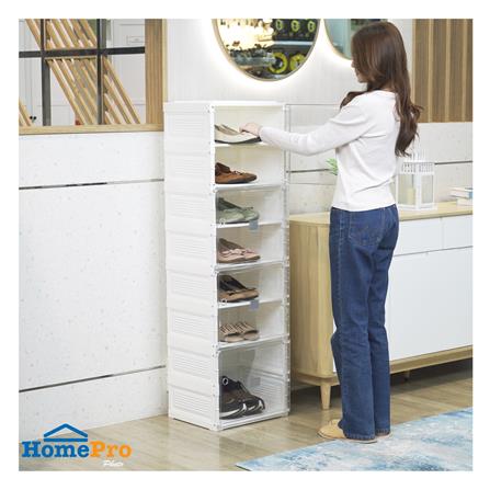 กล่องรองเท้า 7 ช่อง STACKO CLAIRE 40x34x132 ซม. สีขาว/ใส_6