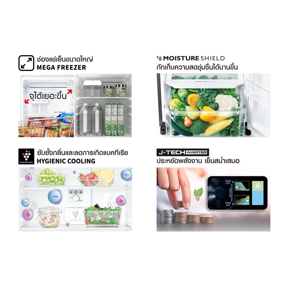 ตู้เย็น 2 ประตู SHARP SJ-XP330TP-DK 11.7 คิว สีเงินเข้ม อินเวอร์เตอร์