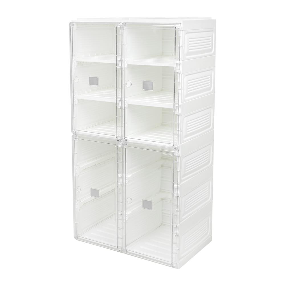 กล่องรองเท้า 8 ช่อง STACKO CLAIRE 53x34x100 ซม. สีขาว/ใส_1