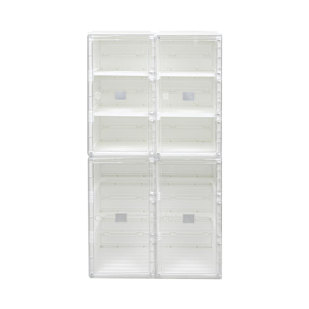 กล่องรองเท้า 8 ช่อง STACKO CLAIRE 53x34x100 ซม. สีขาว/ใส