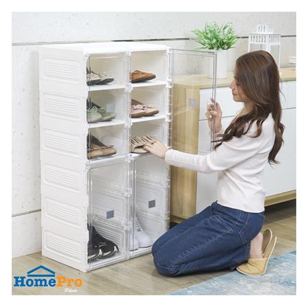 กล่องรองเท้า 8 ช่อง STACKO CLAIRE 53x34x100 ซม. สีขาว/ใส_6