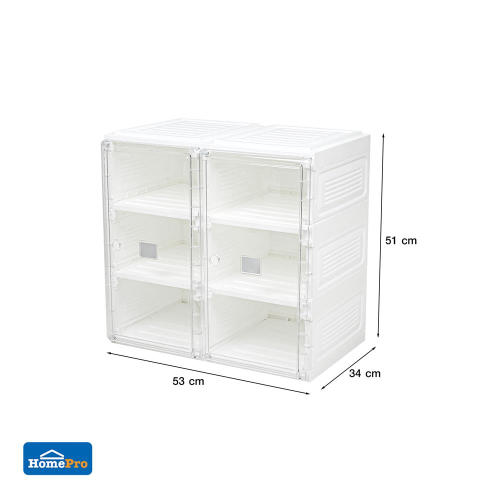 กล่องรองเท้า 6 ช่อง STACKO CLAIRE 53x34x51 ซม. สีขาว/ใส