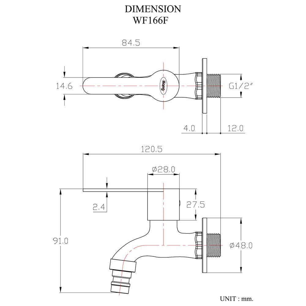 ก๊อกล้างพื้น 1 ทาง HANG WF-166F สเตนเลส