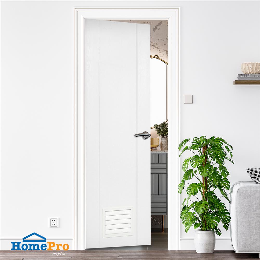 ประตูห้องน้ำ UPVC AZLE PSW20 เกล็ดล่าง 70X200 ซม. สีขาว เจาะลูกบิด