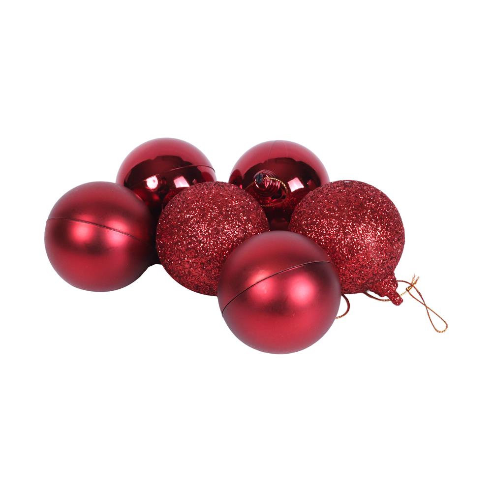 ชุดบอลตกแต่ง SIAMXMAS 6 ซม. สีแดง (แพ็ก 6 ชิ้น)