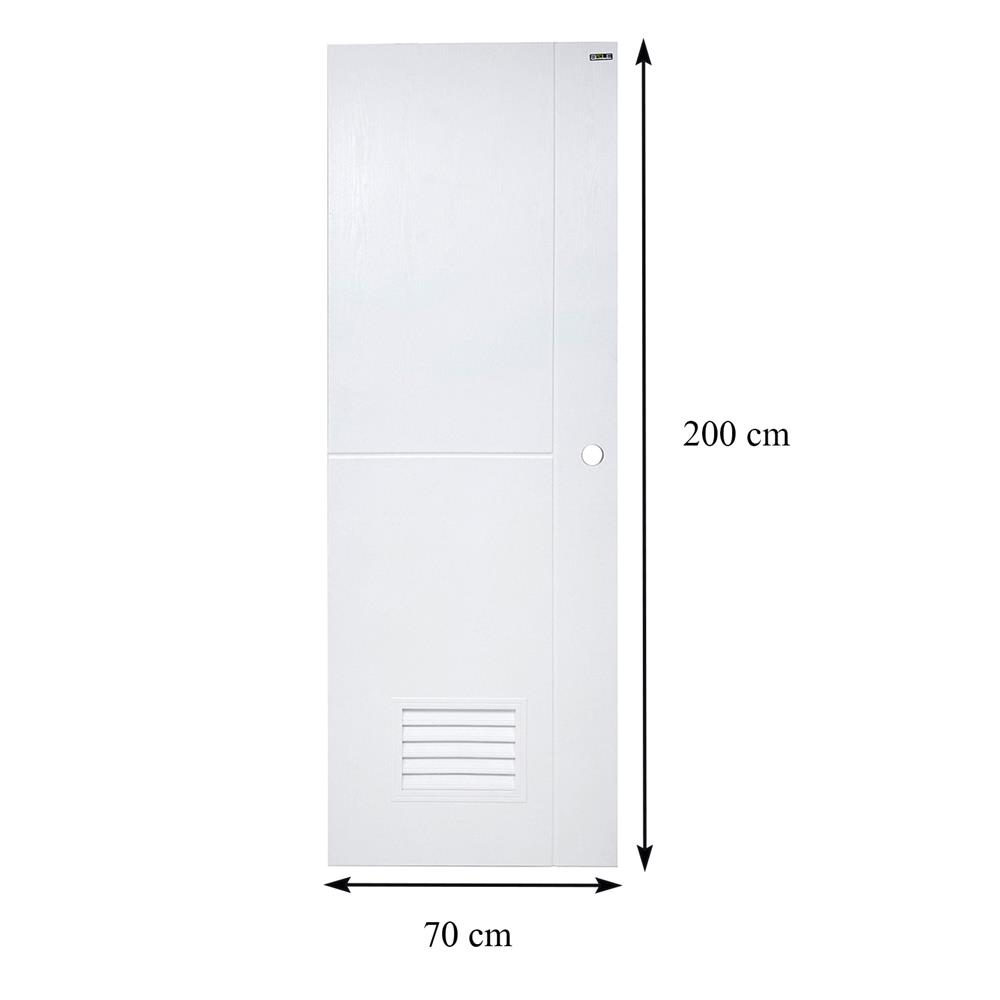ประตูห้องน้ำ UPVC AZLE PSW22 เกล็ดล่าง 70X200 ซม. สีขาว เจาะลูกบิด