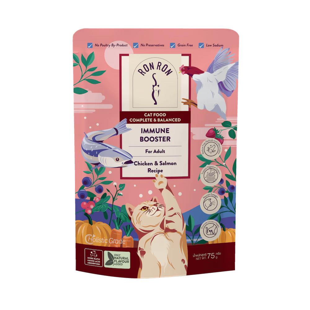 อาหารเปียกแมว RON RON CHICKEN AND SALMON 75 ก.