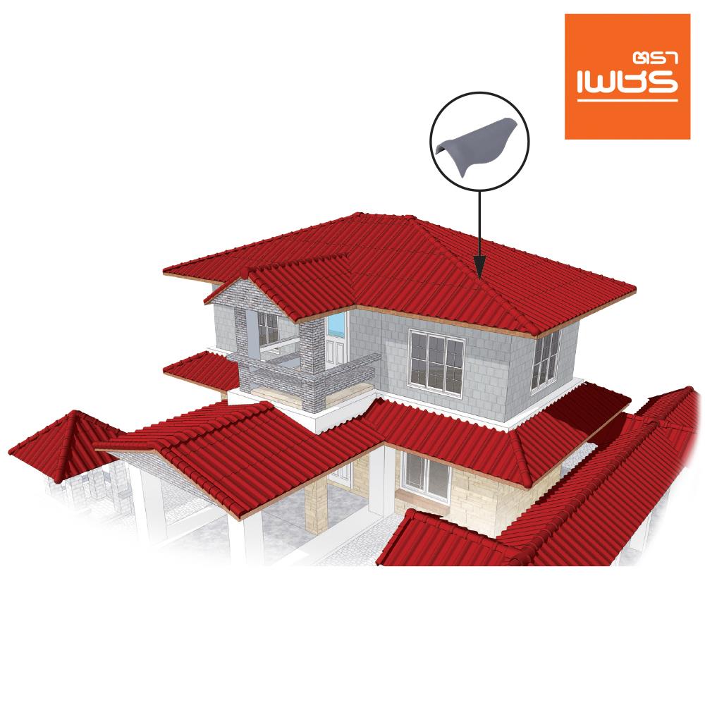 ครอบสันโค้งตะเข้เว้า ลอนคู่ ตราเพชร 47x24 ซม. สีเทาแพลทินัม