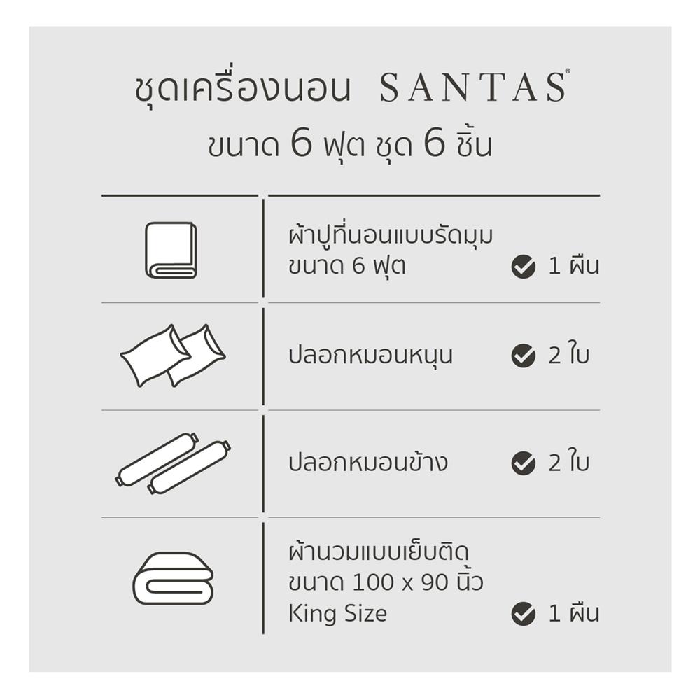 ชุดผ้าปูที่นอน 6 ฟุต 6 ชิ้น SANTAS PECAN GR