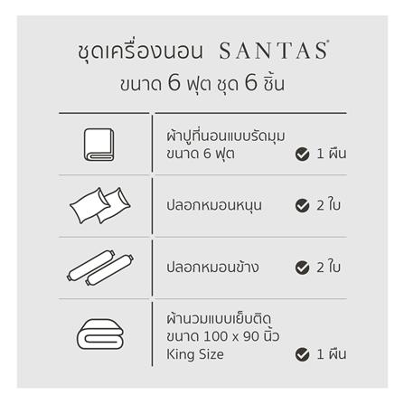 ชุดผ้าปูที่นอน 6 ฟุต 6 ชิ้น SANTAS PECAN GR_6