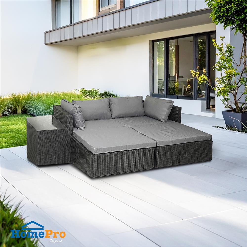 ชุดโซฟาสนาม 4 ที่นั่ง SPRING EXCELLE STRETCH สีดำ