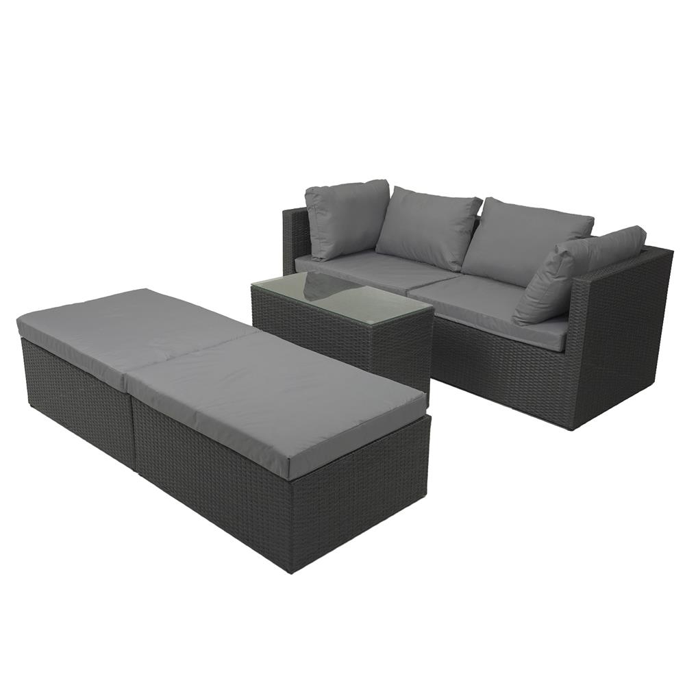 ชุดโซฟาสนาม 4 ที่นั่ง SPRING EXCELLE STRETCH สีดำ