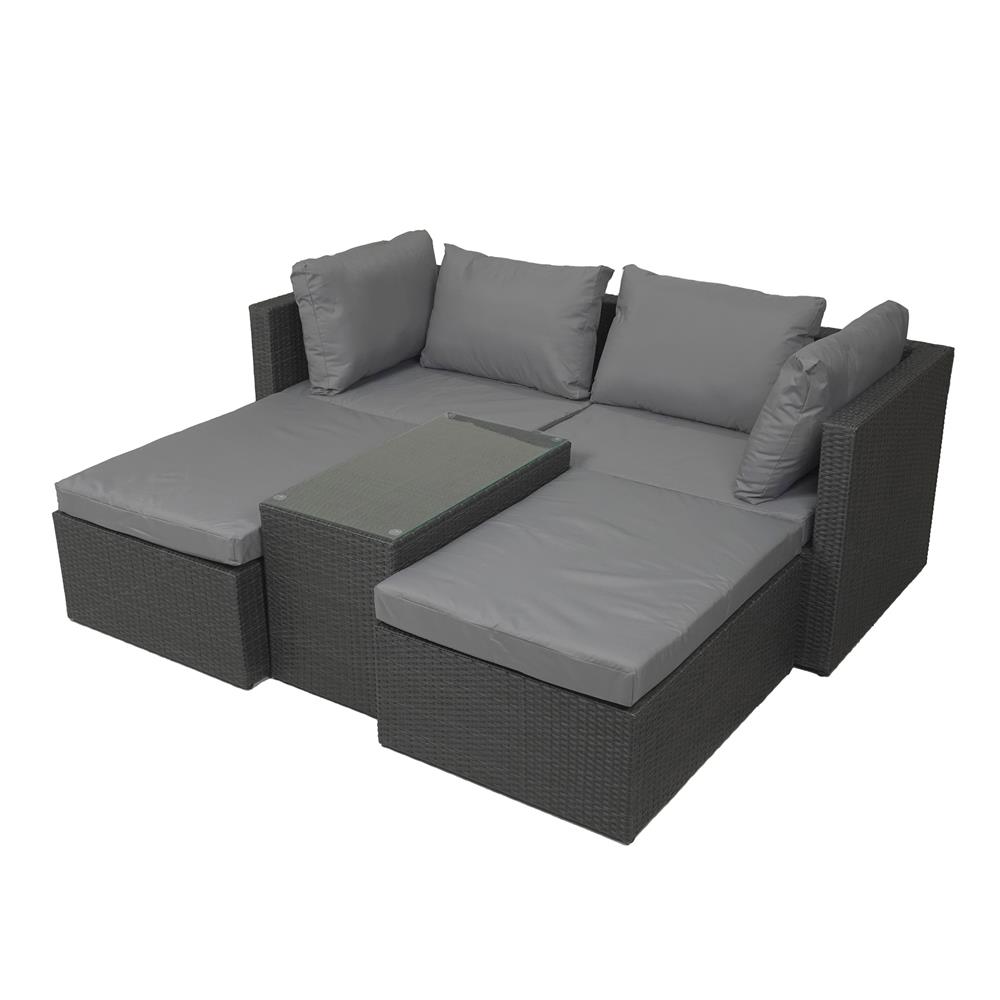 ชุดโซฟาสนาม 4 ที่นั่ง SPRING EXCELLE STRETCH สีดำ