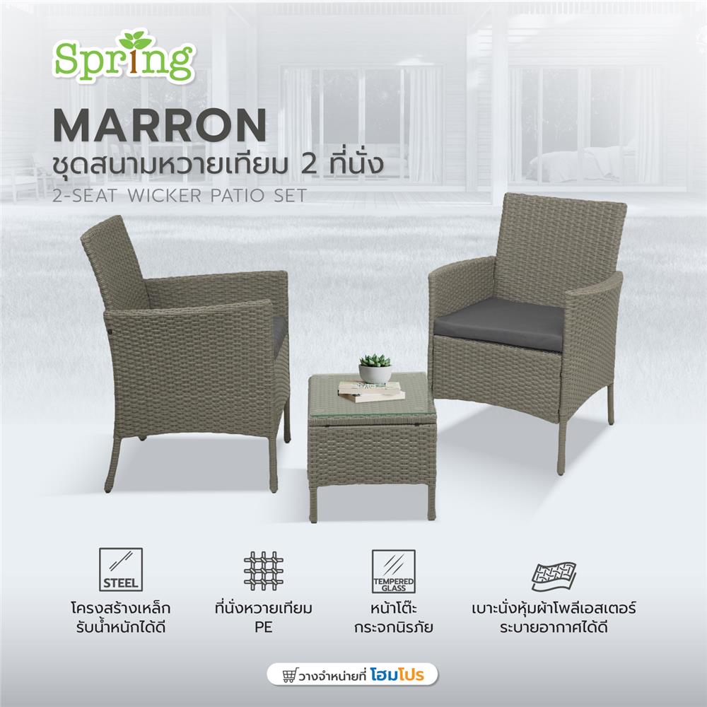 ชุดสนามหวายเทียม 2 ที่นั่ง SPRING MARRON สีเทา