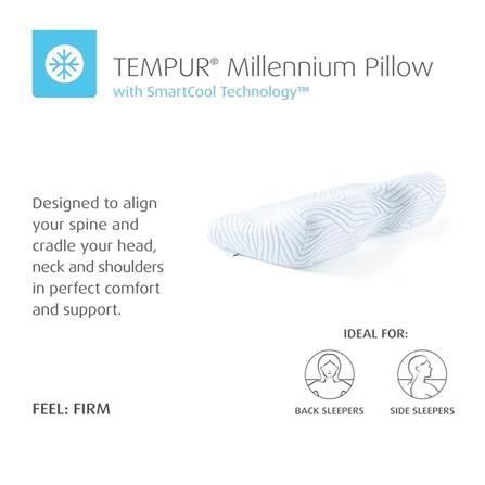 หมอนสุขภาพ เมมโมรี่โฟม TEMPUR MILLENNIUM PILLOW WITH SMARTCOOL TECHNOLOGY ไซซ์ L 54x32x12.5 ซม. สีขาว_5