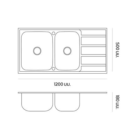 ซิงค์ฝัง 2 หลุม 1 ที่พัก DYNA HOME DH-12050-EB สีเงิน_6
