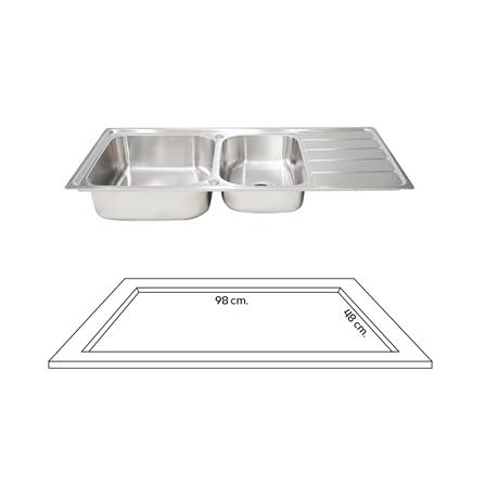 ซิงค์ฝัง 2 หลุม 1 ที่พัก DYNA HOME DH-12050-EB สีเงิน_5