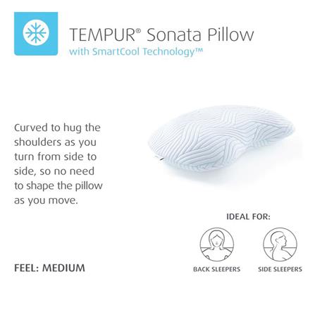 หมอนสุขภาพ เมมโมรี่โฟม TEMPUR SONATA PILLOW WITH SMARTCOOL TECHNOLOGY ไซซ์ L 61x40x12.5 ซม. สีขาว_4