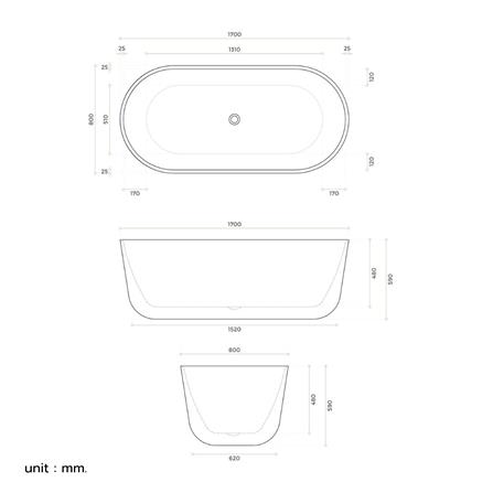 อ่างอาบน้ำ CRISTINA LEUCIA -BT 160 ซม. สีขาว_3