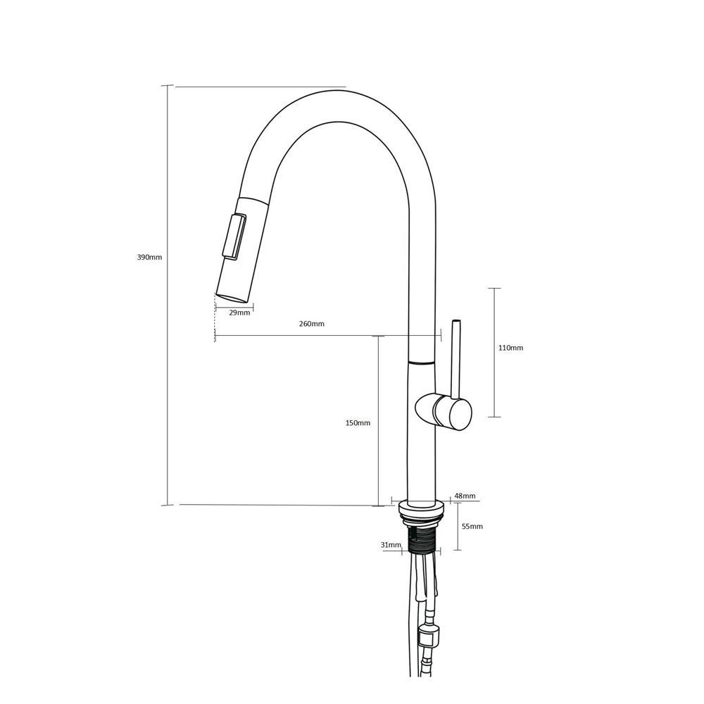 ก๊อกซิงค์เดี่ยวเคาน์เตอร์ RASLAND RA A124-A816 สีดำ