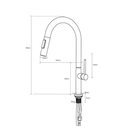 ก๊อกซิงค์เดี่ยวเคาน์เตอร์ RASLAND RA A124-A816 สีดำ_5