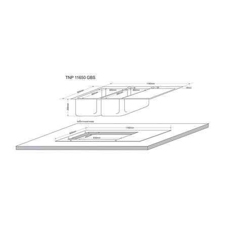 ซิงค์ฝัง 2 หลุม 1 ที่พัก TECNOPLUS 11650 GBS สีดำ_3