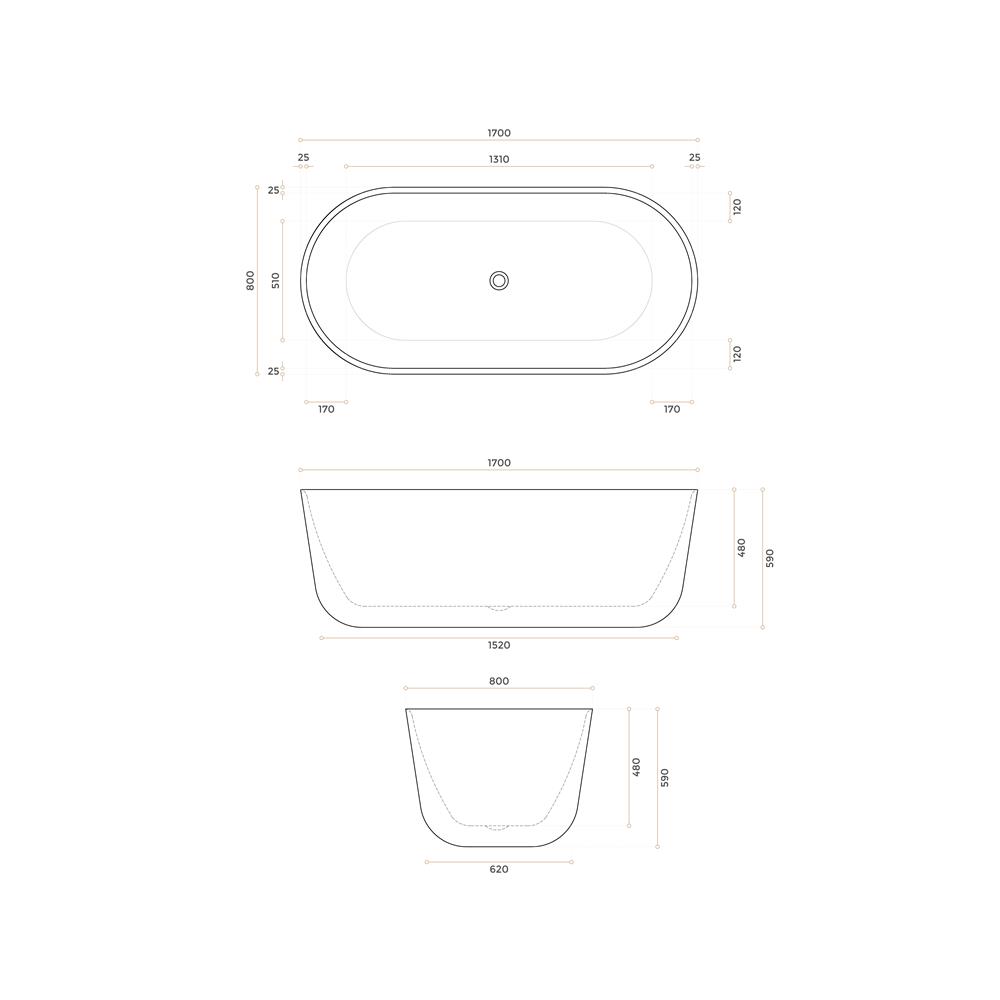 อ่างอาบน้ำ CRISTINA LEUCIA-FBT 160ซม. สีขาว