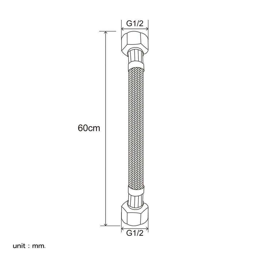 สายน้ำดีโพลิเมอร์น้ำอุ่น-น้ำเย็น RASLAND RA G741-G666 23.6 นิ้ว สีดำ