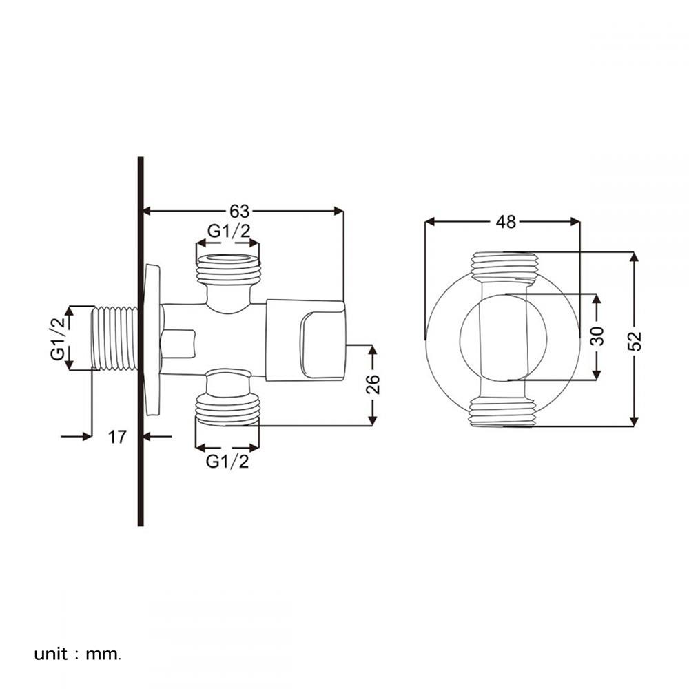 สต๊อปวาล์ว 2 ทาง RASLAND RA C321-C178 สีโครม