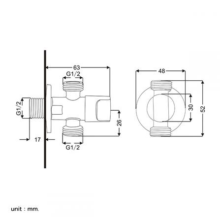 สต๊อปวาล์ว 2 ทาง RASLAND RA C321-C178 สีโครม_1