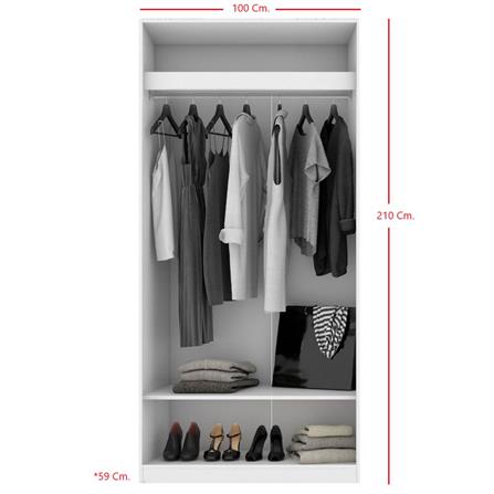 ตู้เสื้อผ้า 2 บานเปิด KONCEPT BLOX 19210422 100 ซม. สีขาว_2