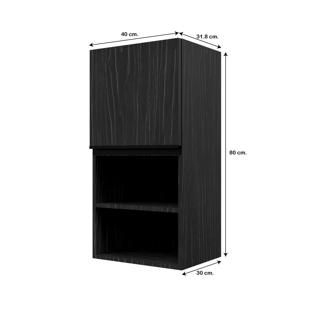 ตู้แขวนเดี่ยวบานเรียบพร้อมชั้น JUPITER SILKY OAK 40x80 ซม. สีดำ