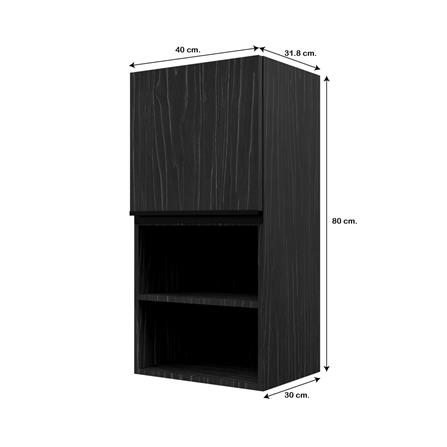 ตู้แขวนเดี่ยวบานเรียบพร้อมชั้น JUPITER SILKY OAK 40x80 ซม. สีดำ_4