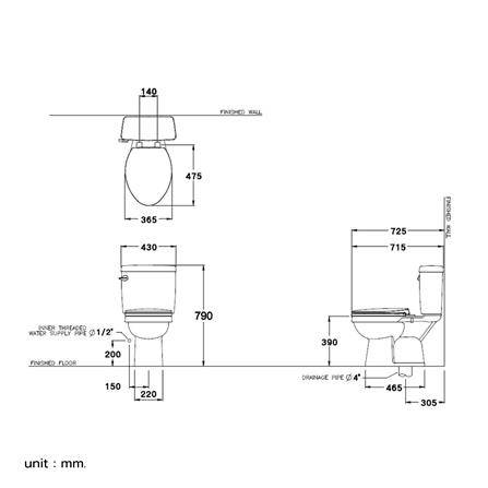 สุขภัณฑ์ 2 ชิ้น COTTO C13431 4.5 ลิตร สีขาว_2