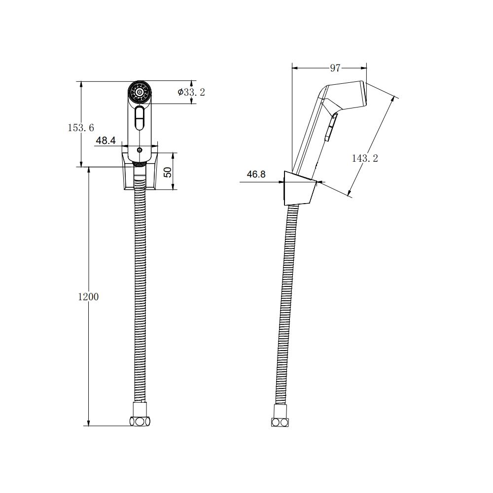 สายฉีดชำระครบชุด RASLAND RA DOUBLE-ACTION สีโครม