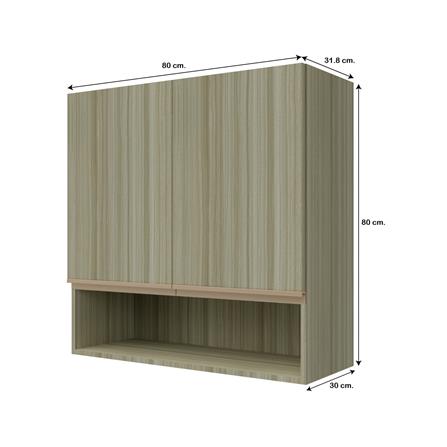 ตู้แขวนคู่บานทึบพร้อมชั้นโล่ง JUPITER SILKY TEAK 80x80 ซม. สีน้ำตาล_4