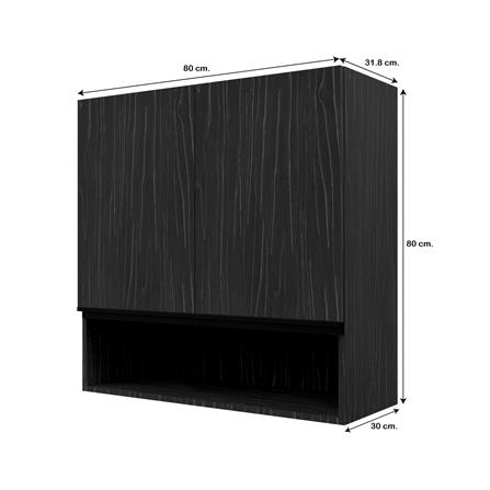 ตู้แขวนคู่บานทึบพร้อมชั้นโล่ง JUPITER SILKY OAK 80x80 ซม. สีดำ_5