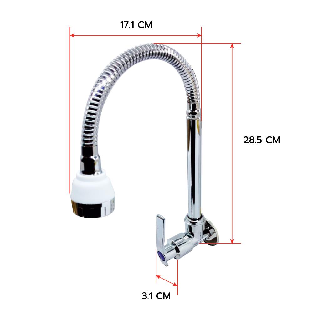 ก๊อกซิงค์เดี่ยวผนัง HOEN EN-806(T) สีโครม