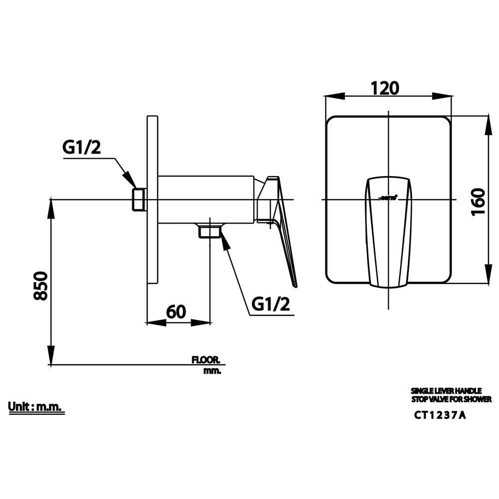 วาล์วฝักบัวทาง 1 ทาง COTTO CT1237A สีโครม