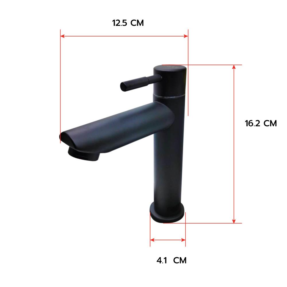 ก๊อกอ่างล้างหน้าเดี่ยว HOEN LS-1002B(T) สีดำ