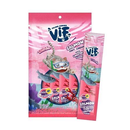 ขนมแมวเลีย FELINA CANINO VIF ซอฟท์ครีมแซลมอนรสล็อบสเตอร์ 15 ก. (แพ็ก 5 ชิ้น)_0
