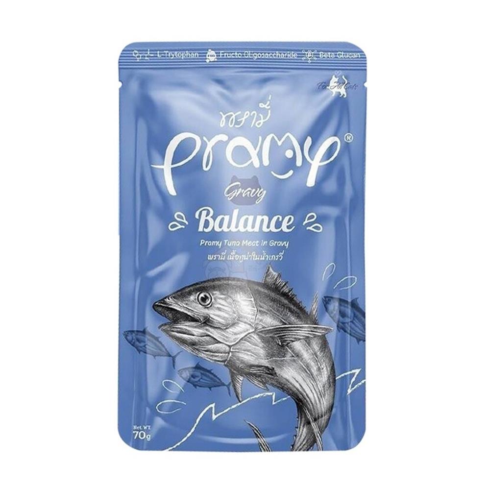 อาหารเปียกแมว PRAMY BALANCE TUNA MEAT IN GRAVY 70 ก.