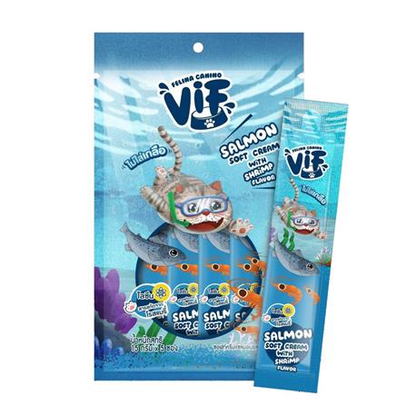 ขนมแมวเลีย FELINA CANINO VIF SALMON CREAM SHRIMP (15 ก.X 5 ซอง)_0