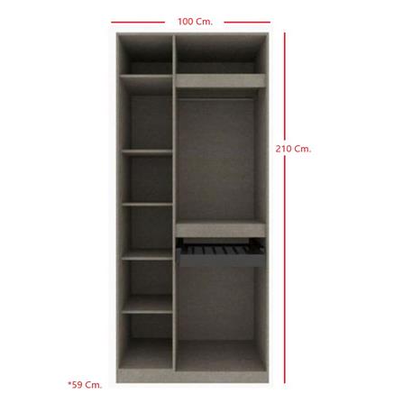 ตู้เสื้อผ้า 2 บานเปิด KONCEPT BLOX 19216662 100 ซม. สีไม้อ่อน_2