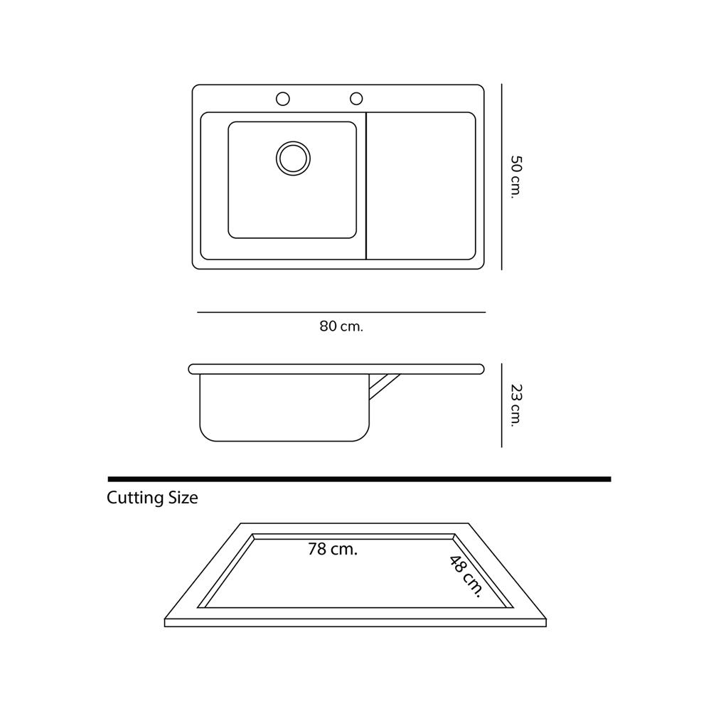 ซิงค์ฝัง 1 หลุม 1 ที่พัก DYNA HOME DH-8050-TS-BK สีดำ