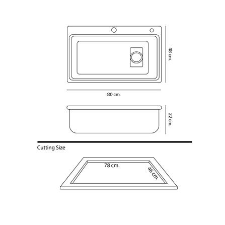 ซิงค์ฝัง 1 หลุม DYNA HOME DH-8048-AR-ST สีเงิน_4