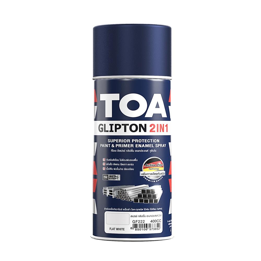 สีสเปรย์ TOA GLIPTON 2IN1 GF222 400 ซีซี สีขาวด้าน